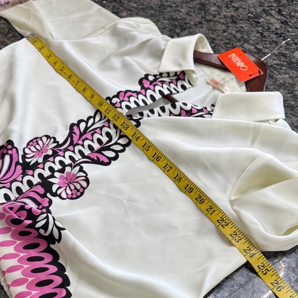 Intempo Cream Blouse with Black & Pink Graphic Trim NEW XXL - Picture 7 of 11